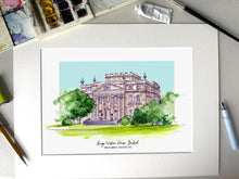 Personalised Kings Weston House Giclee Art Print - Hand Drawn Print - Made to Order - Kings Weston House Bristol - Wedding Venue Watercolour