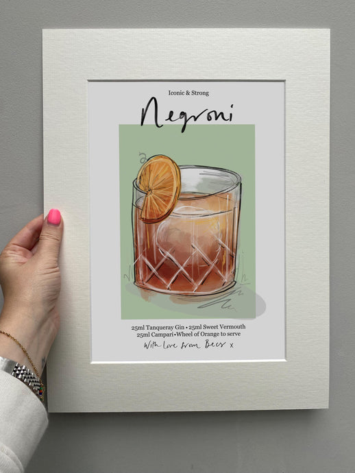 Personalised Favourite Cocktail Giclee Print - Cocktail Recipe Artwork - Hand-drawn Cocktail Art Print - Special Birthday Cocktail Artwork