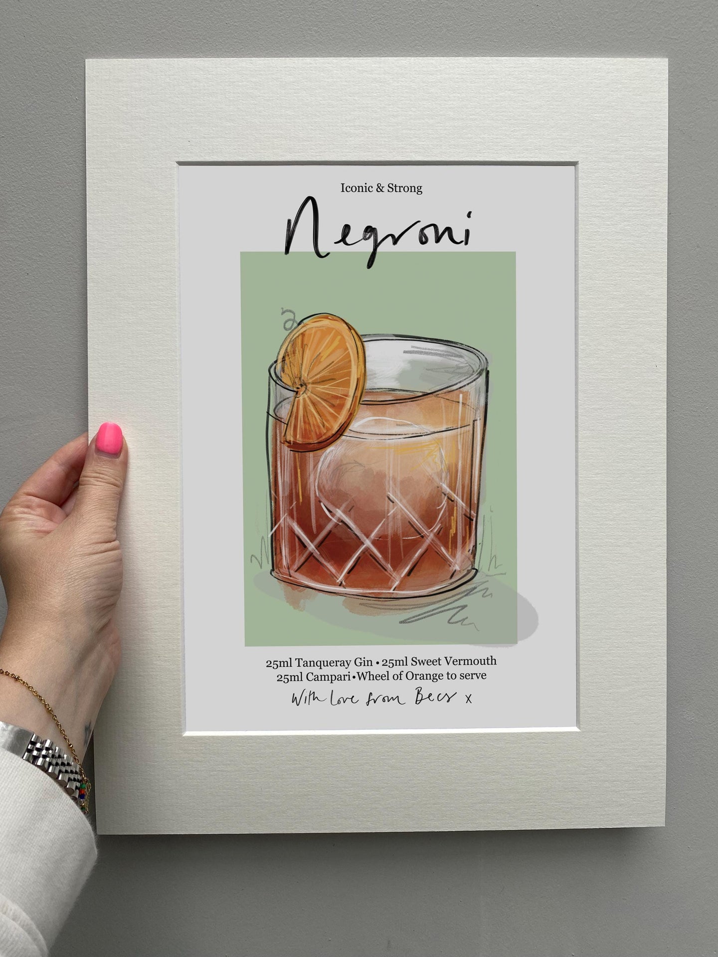 Personalised Favourite Cocktail Giclee Print - Cocktail Recipe Artwork - Hand-drawn Cocktail Art Print - Special Birthday Cocktail Artwork