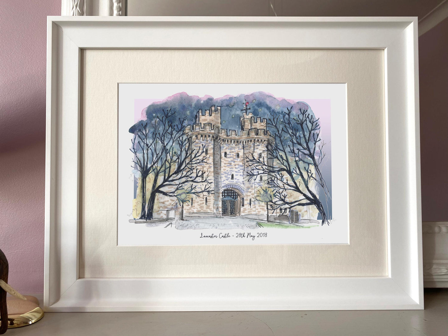 Personalised Lancaster Castle Giclee Art Print - Made to Order Watercolour - Lancaster Castle Anniversary - Engagement Illustration Gift