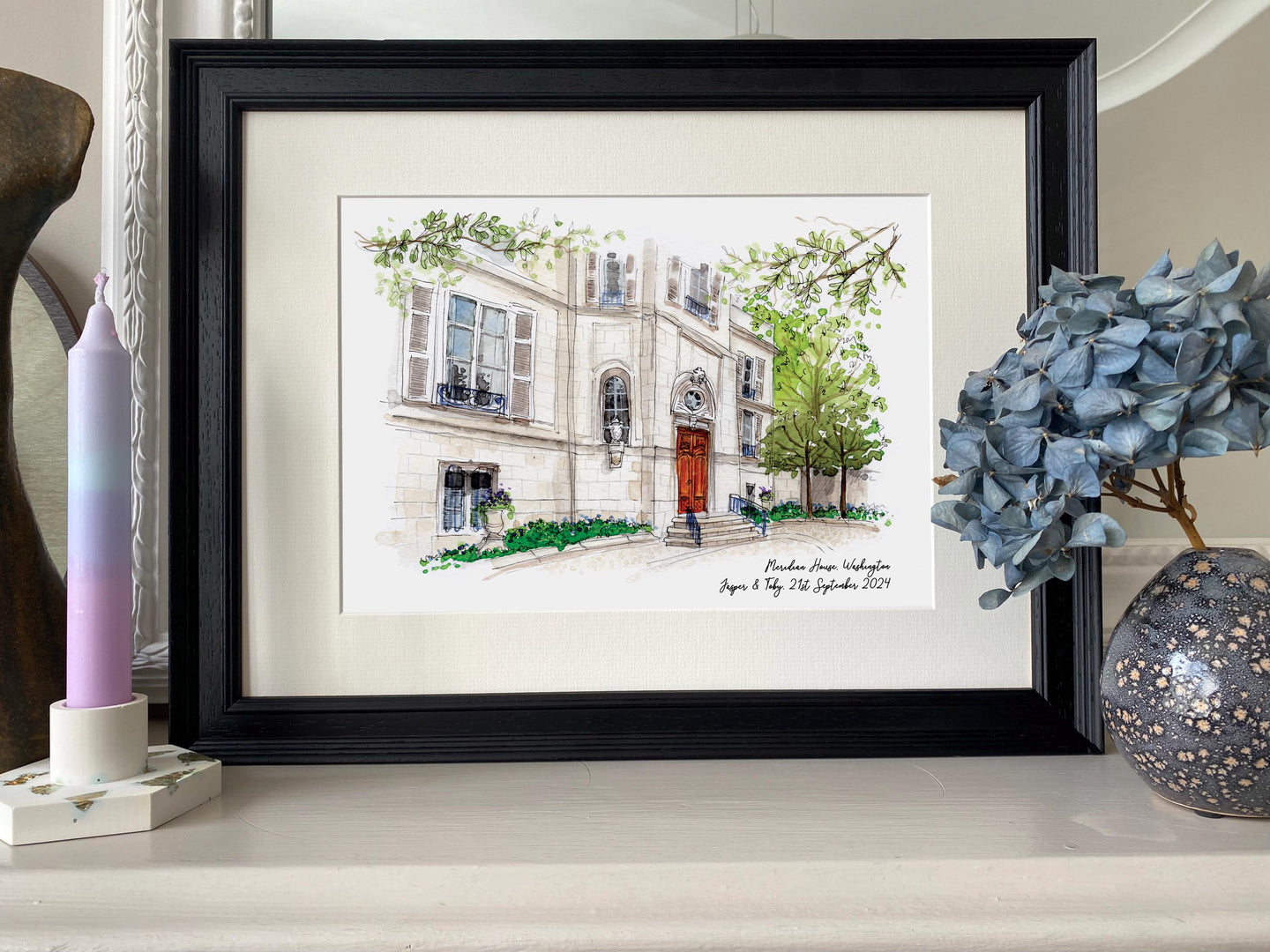 Personalised Meridian House Washington Giclee Art Print - Meridian House Wedding - Meridian House Print - Meridian House Watercolour Art