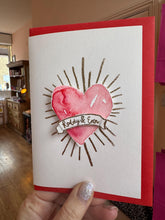 Personalised Valentines Day Card - Watercolour Card - Gold Embossed Card Design - Love Heart Design