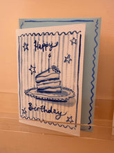 Personalised Watercolour Birthday Cake Slice Card