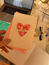 Personalised Valentines Day Card - Watercolour Card - Gold Embossed Card Design - Love Heart Design