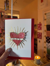 Personalised Valentines Day Card - Watercolour Card - Gold Embossed Card Design - Love Heart Design