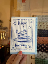 Personalised Watercolour Birthday Cake Slice Card