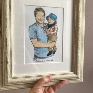 Hand Painted "Daddy & Me" Illustration