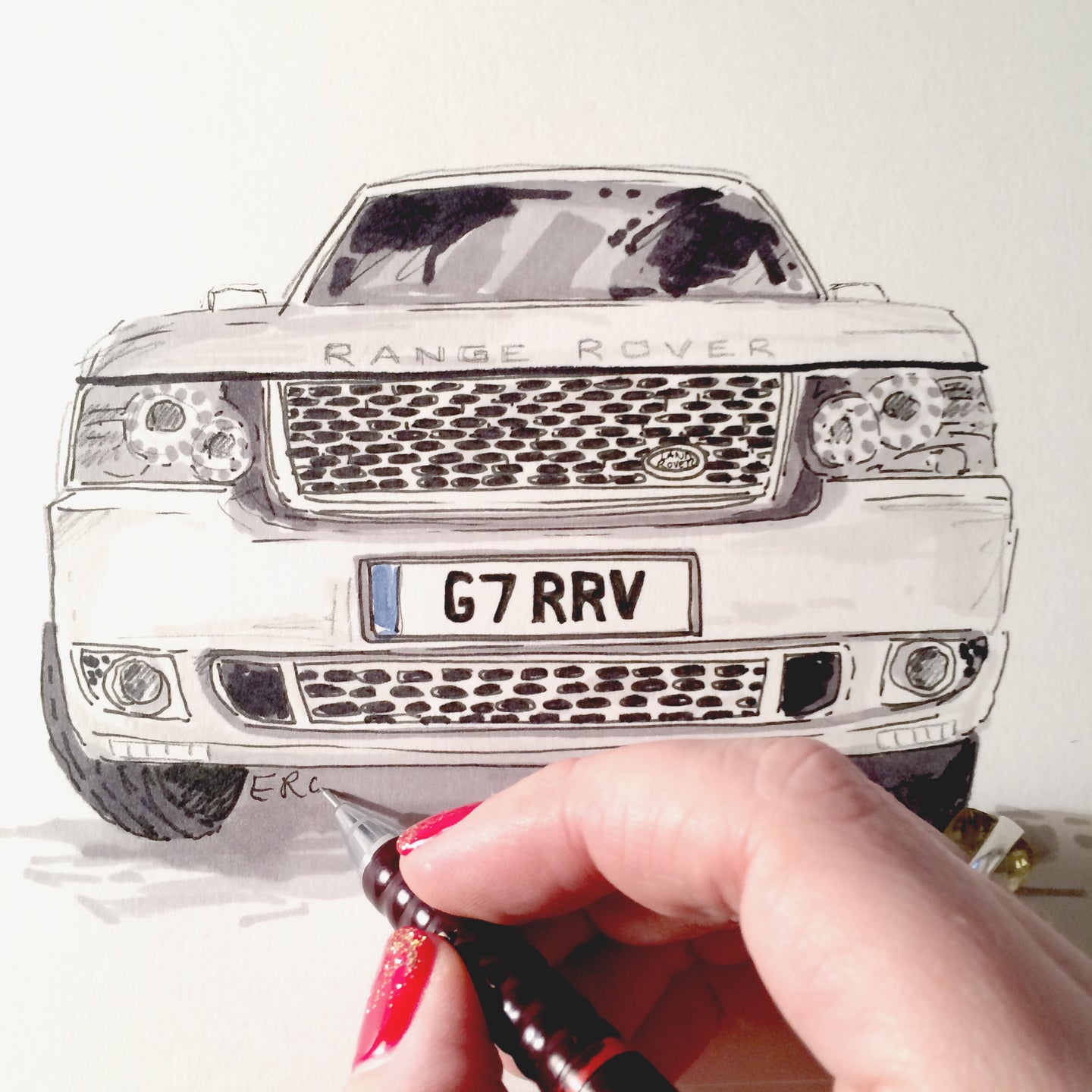 Hand Painted Car Illustration