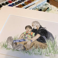 Hand Painted "Daddy & Me" Illustration