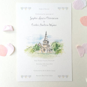 Personalised Wedding Venue Illustrated Invitations SAMPLE