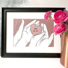 Mummy And Me 'Heart In Hands' Print - Heart in my hands Art Print - Family Wall Art - Perfect Mothers Day Gift for a new Mum - Mum and Child