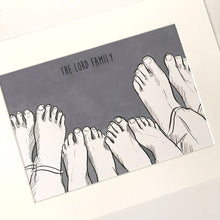 Family Of Four 'Cosy Toes' Giclee Art Print - Family of Four Foot Print - Mothers Day - Fathers Day - Personalised Family Print - Family Art