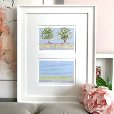 Captain Correlli's Mandolin Personalised Wedding Reading and Illustration - 'Love is a temporary Madness' Reading Illustrated Wedding Gift