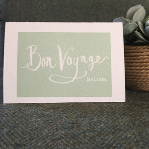 Personalised 'Bon Voyage' Card - Farewell Card - Sorry You're Leaving Card - Good Luck - Moving card - Bon Voyage Hand Lettering Card