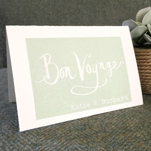 Personalised 'Bon Voyage' Card - Farewell Card - Sorry You're Leaving Card - Good Luck - Moving card - Bon Voyage Hand Lettering Card