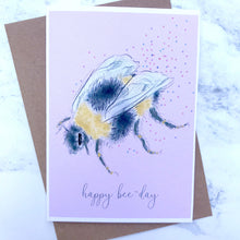 Illustrated 'Happy Bee-Day' Glitter Birthday Card