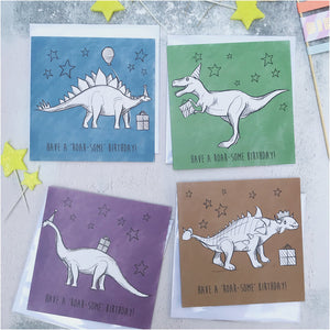 Dinosaur Birthday Card and Wrapping Paper Set