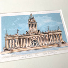 Personalised Leeds Town Hall Giclee Art Print - Leeds Town Hall Ceremony - Leeds Wedding - Leeds Civil Ceremony - Watercolour Illustration