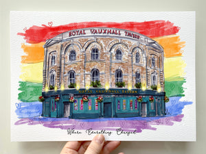 Personalised Royal Vauxhall Tavern Print  - Hand Drawn Royal Vauxhall Tavern Illustration  - Royal Vauxhall Tavern London Building Wall Art