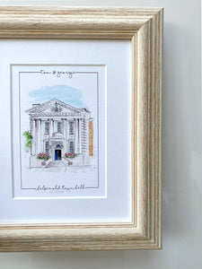 Personalised Chelsea Town Hall Giclee Art Print - Illustration - Made to Order - Chelsea Town Hall Wedding - Chelsea London Venue Wall Art