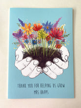 Teacher 'Thank You For Helping Us Grow' Card - Teacher Thank You Card - Teacher Flowers Card - Helping Me Grow Card for a Teacher