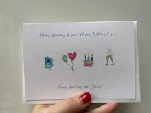 Personalised Hand-Drawn Watercolour Glitter Birthday Card - Special Birthday - Unique birthday Card - Hand Made Card - Made to Order Bday