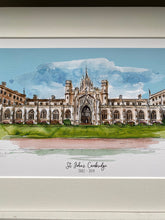 St Johns College Cambridge University Giclee Print  - Personalised St Johns College Watercolour - Cambridge University Graduation Gift