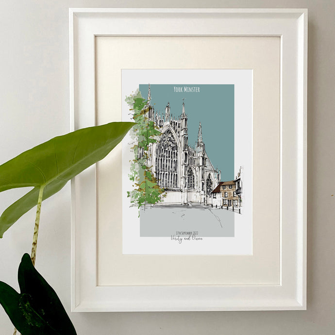 York Minster Personalised Giclee Art Print - York Minster Illustration - Hand Drawn York Minster Artwork  - Personalised Art Print York