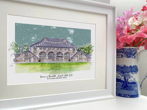 Personalised 'Coo Cathedral' Aberdeenshire Art Giclee Print - Wedding Venue - Wedding Illustration - Coo Cathedral Scotland Wedding Print