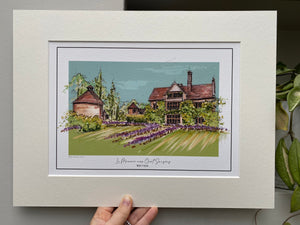 Personalised Le Manoir aux Quat'Saisons Art Print - Hand Drawn Illustration Le Manoir Oxfordshire England - Le Manoir Wedding Gift Art Print