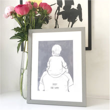 Personalised Daddy And Me 'Shoulder Ride' Giclee Art Print - Father and Child Print - Fathers Day Gift - Dad's Shoulders Bespoke Art Print