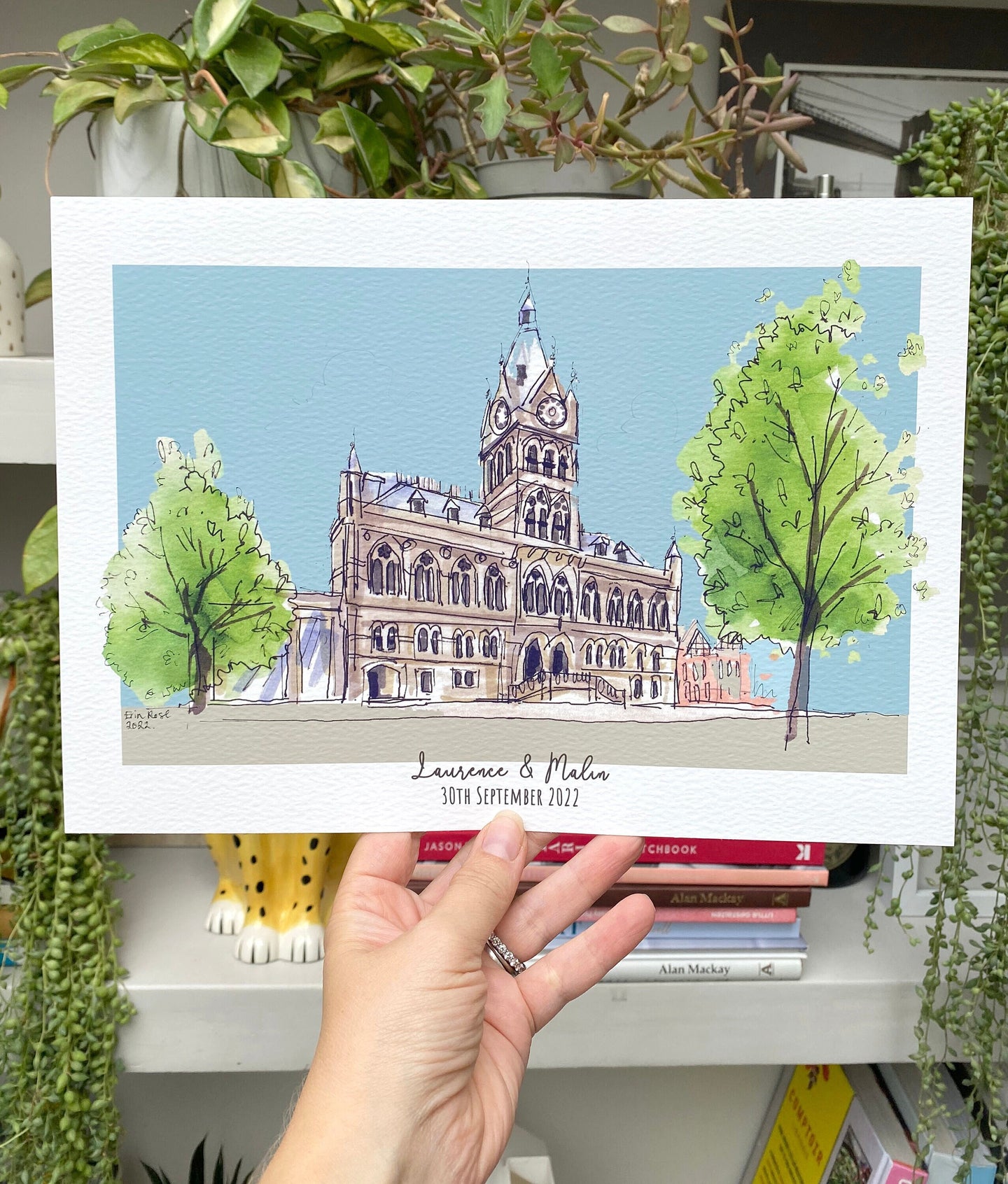 Personalised Chester Town Hall Giclee Art Print - Chester Town Hall Illustration - Chester Town Hall Wedding Gift - Chester Wedding Venue