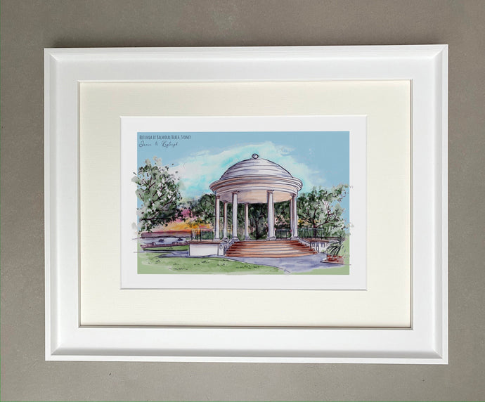 Personalised 'Rotunda at Balmoral' Sydney Giclee Art Print  - Sydney Balmoral Watercolour - Sydney Beach Wedding Venue - Made to Order Art