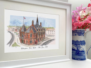 Personalised Wokingham Town Hall Giclee Art Print  - Hand Drawn Print - Made to Order - Wokingham Town Hall  - Wedding Venue Illustration