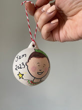 Childs Character Portrait on a Bauble - Hand Painted Portrait Decoration - Illustrated Ceramic Hanging Ornament - Christmas 2023 Portrait