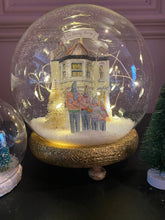 Light-up Christmas Snow Globe featuring your Home - Handmade Snow Globe - House Portrait inside a Glass Dome - Unique Christmas Ornament